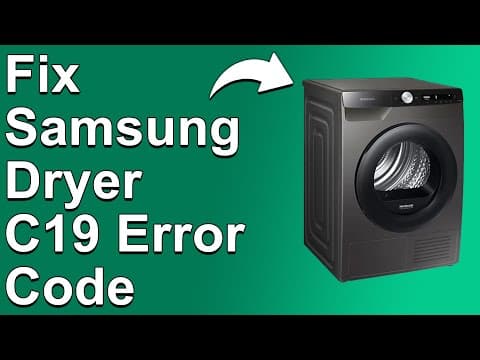 How To Fix The Samsung Dryer C19 Error Code - Meaning, Causes, & Solutions (Prompt Troubleshoot)